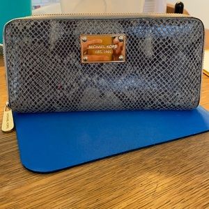 Michael Kors Faux Snakeskin Zip Around Wallet